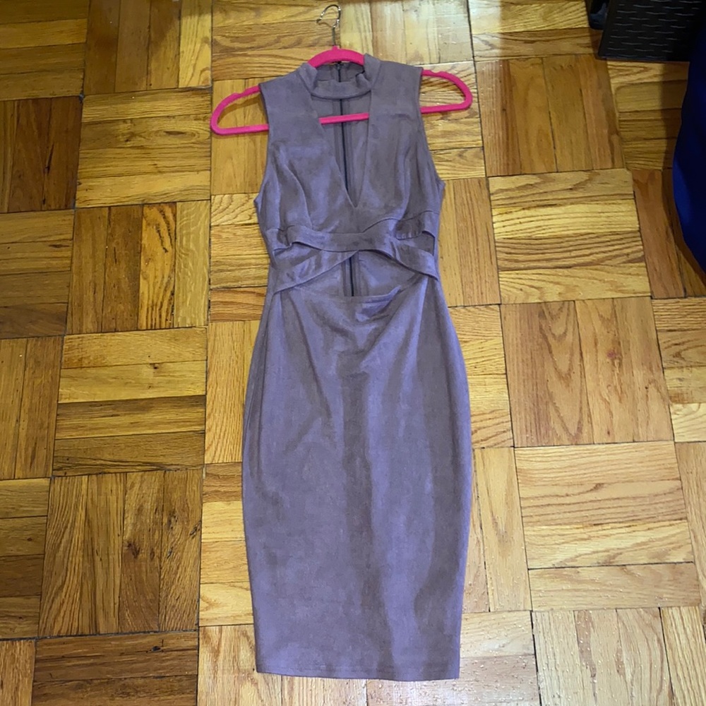 Purple midi suede dress